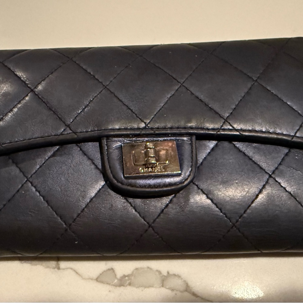 CHANEL BLUE Quilted Wallet